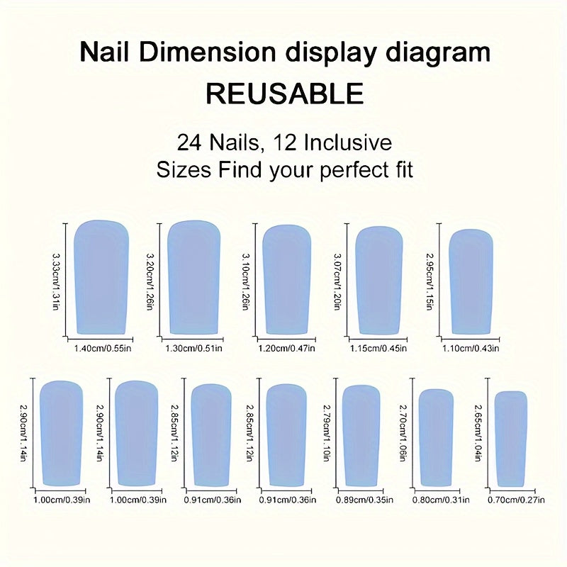 [Trendy Nail Designs] Box of 24 European & American Press-On Nails, Gorgeous & Cool Mixed Black, White & Gray, High-End Design, Medium Square Style, Suitable for & Women, Daily Wear, Gift with 1 Jelly Glue & 1 Nail File, Quic