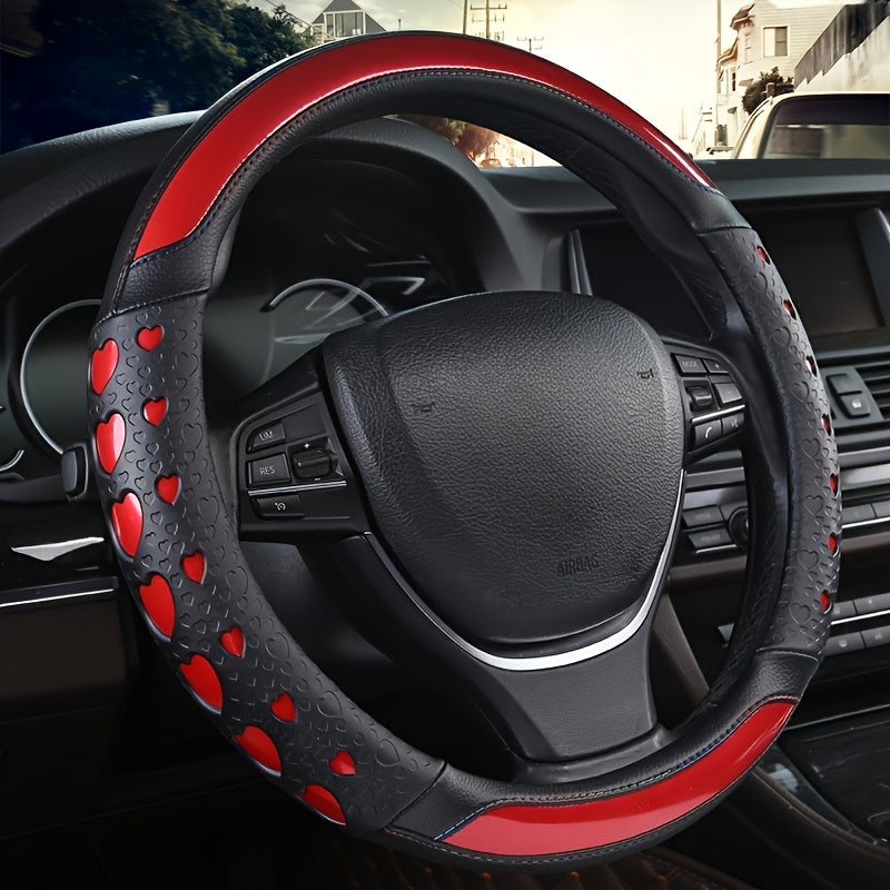 Heart Faux Leather Steering Wheel Cover