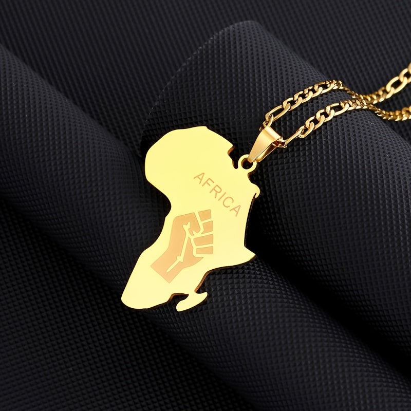 Glossy African Map Pendant Necklace